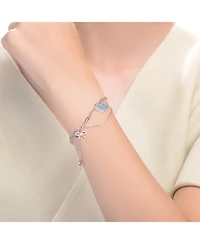 Sterling Silver with Rhodium Plated Heart Paper Clip Chains Bracelet