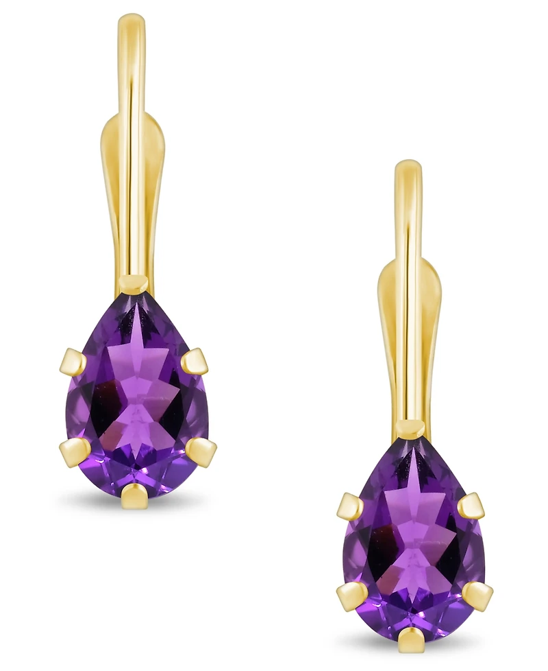 Macy's Gemstone Leverback Earrings 10K Yellow Gold