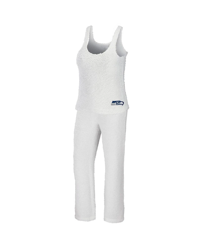 Women's Wear by Erin Andrews Cream Seattle Seahawks Cozy Scoop Neck Tank Top Pants Sleep Set