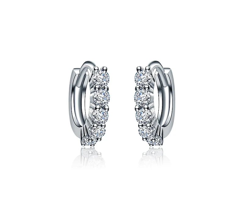 Rachel Glauber Elegant Extra Mini Huggie Hoop Earrings in White Gold Plated or 14K Gold Plated