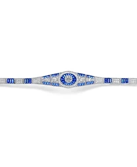 Sterling Silver White Gold Plated with Blue Cubic Zirconia's Bracelet