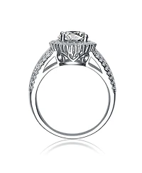 Sterling Silver Cubic Zirconia Circle Solitaire Ring