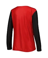 Women's Foco Red Wisconsin Badgers Ugly Long Sleeve T-shirt and Pajama Pants Sleep Set