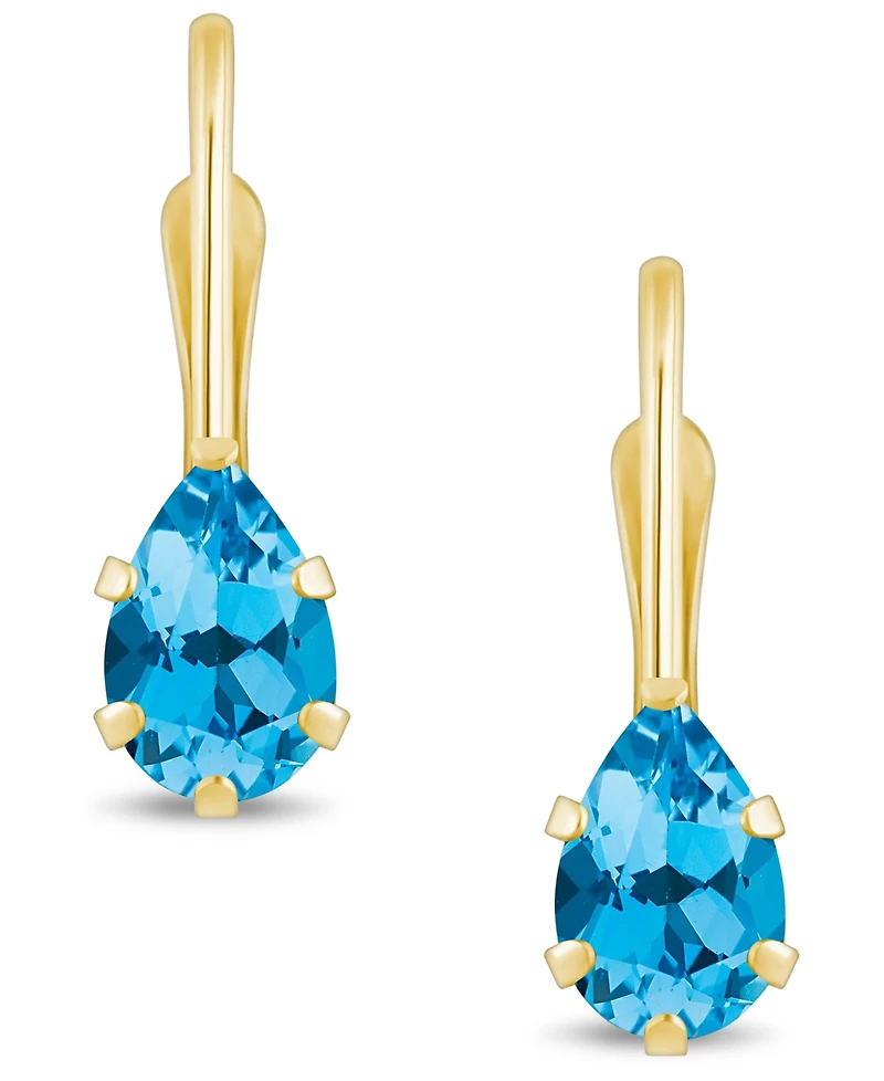 Macy's Gemstone Leverback Earrings 10K Yellow Gold
