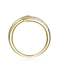 14k Yellow Gold Plated with Cubic Zirconia Bypass Stacking Ring Sterling Silver