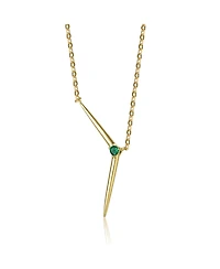 14k Yellow Gold Plated with Green Cubic Zirconia Solar Chevron Necklace Sterling Silver
