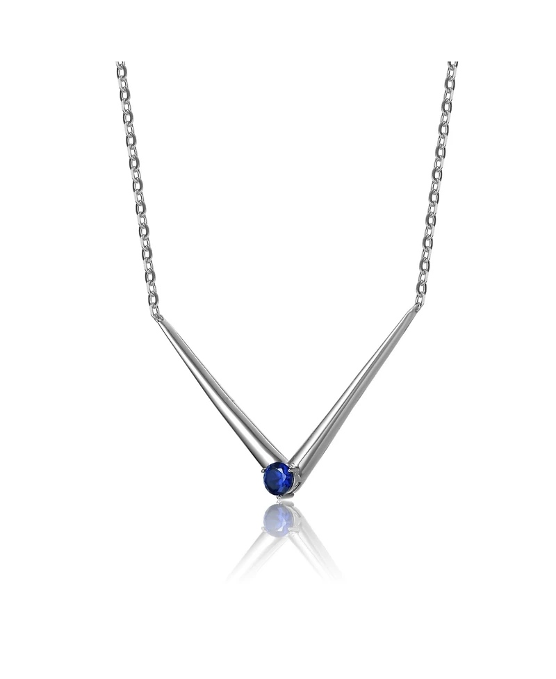 14k Yellow Gold Plated with Green Cubic Zirconia Solitaire Chevron Layering Necklace Sterling Silver