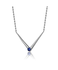 14k Yellow Gold Plated with Green Cubic Zirconia Solitaire Chevron Layering Necklace Sterling Silver