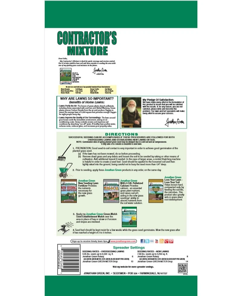 Jonathan Green (#11460) Contractor's Grass Seed Mix - 50# bag