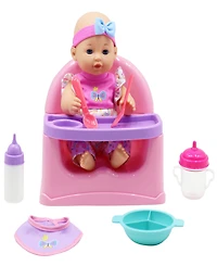 Dream Collection Feeding Fun Baby Doll Gi-Go Dolls, Kids 7 Piece Playset