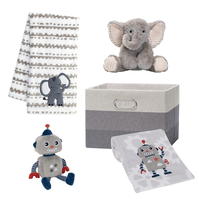Lambs & Ivy Baby Gray 5-Piece Gift Basket Shower/Newborn Welcome Home