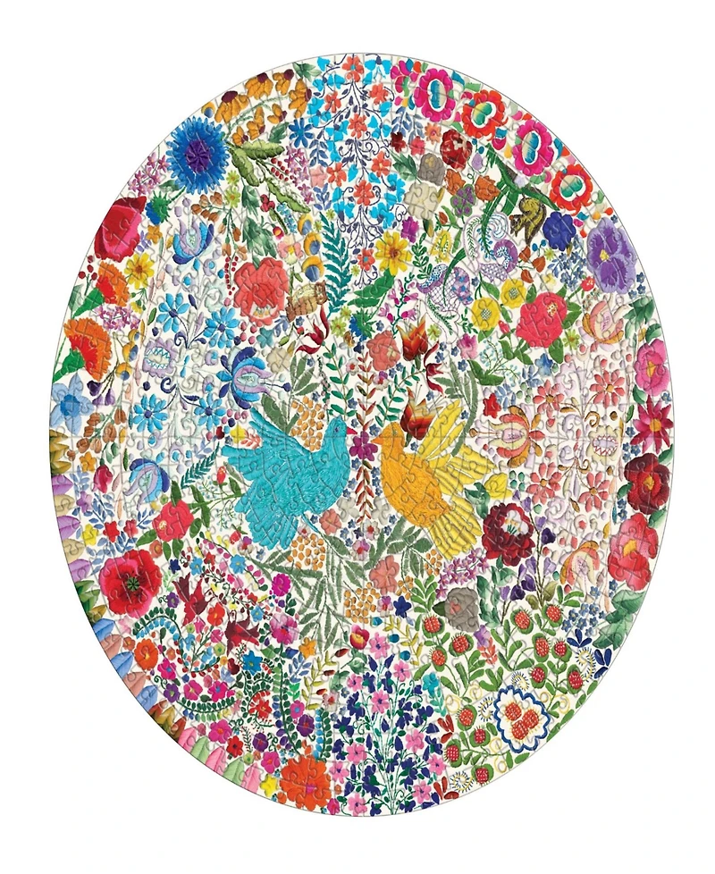 Eeboo Piece and Love Blue Bird Yellow Bird Adult Round Jigsaw Puzzle