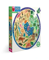 Eeboo Piece and Love Biodiversity 500 Piece Adult Round Jigsaw Puzzle Set