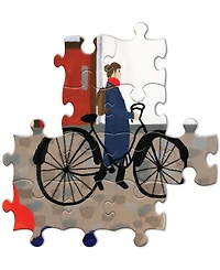 Eeboo Piece and Love Whimsical Village Square Adult Jigsaw Puzzle 1000 Piece Set