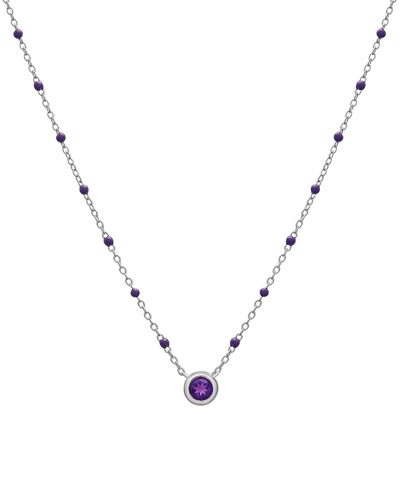 Birthstone Gemstone Necklace Sterling Silver, 16" + 2" extender