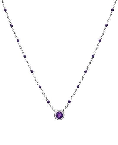 Birthstone Gemstone Necklace Sterling Silver, 16" + 2" extender
