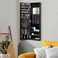 Costway Wall Door Mounted Mirrored Jewelry Cabinet Storage Organizer