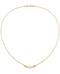 Cultured Freshwater Pearl (8-1/4mm) & Cubic Zirconia 18" Collar Necklace in 14k Gold-Plated Sterling Silver