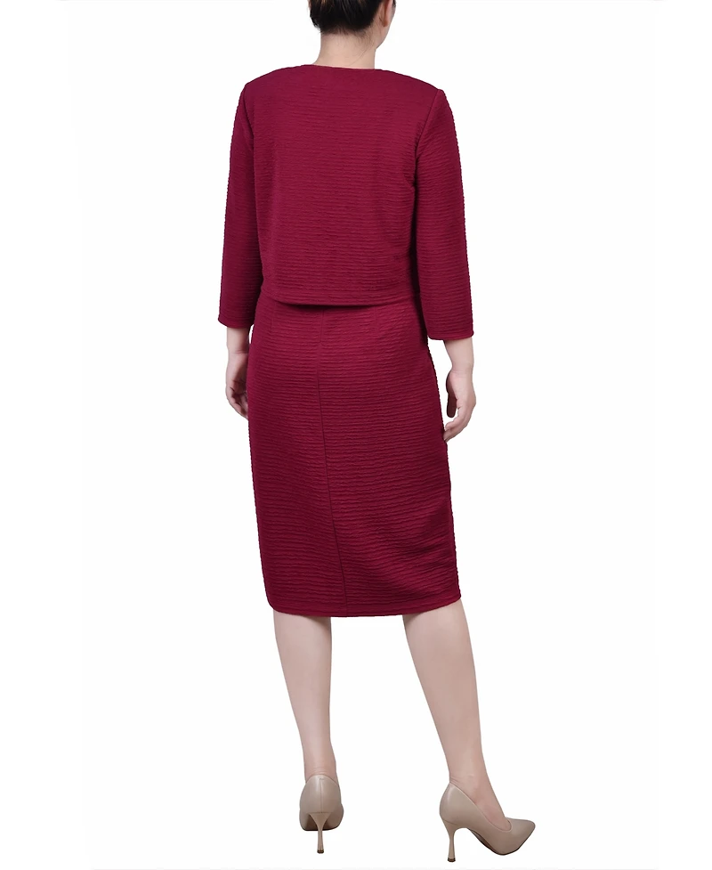 Ny Collection Women's Textured 3/4 Sleeve Two Piece Dress Set