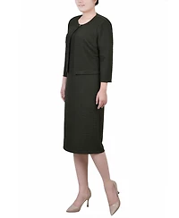 Ny Collection Women's Textured 3/4 Sleeve Two Piece Dress Set