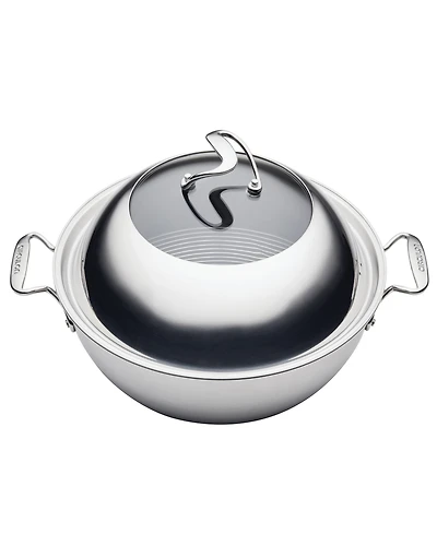 Circulon Clad Stainless Steel 14" Induction Wok with Glass Lid and Hybrid Steelshield and Non-stick Technology