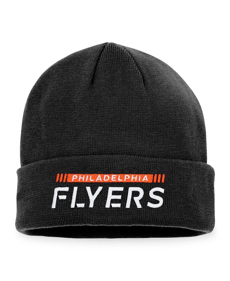 Men's Fanatics Black Philadelphia Flyers Authentic Pro Rink Cuffed Knit Hat
