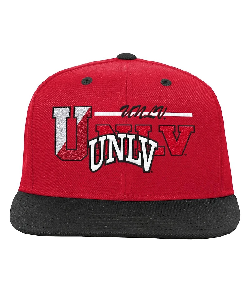 Big Boys Mitchell & Ness Scarlet and Black Unlv Rebels Varsity Letter Snapback Hat