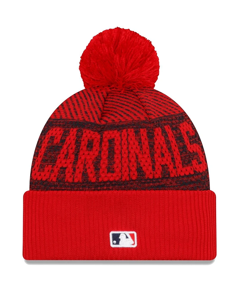 Men's New Era Red St. Louis Cardinals Authentic Collection Sport Cuffed Knit Hat with Pom