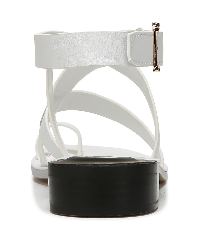 Franco Sarto Women's Ina Toe Loop Ankle Strap Stacked Heel Sandals