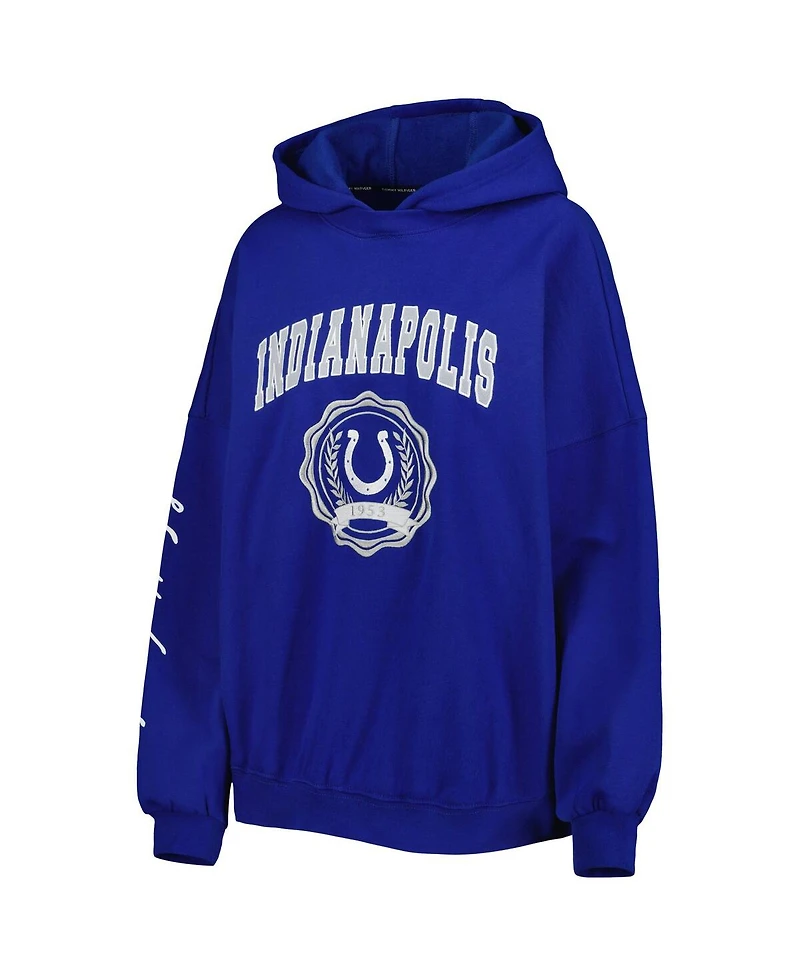 Women's Tommy Hilfiger Royal Indianapolis Colts Becca Drop Shoulder Pullover Hoodie