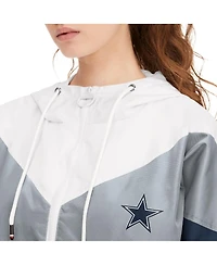 Women's Tommy Hilfiger White, Navy Dallas Cowboys Staci Half-Zip Hoodie Windbreaker Jacket