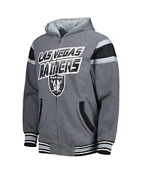Men's G-iii Sports by Carl Banks Black, Gray Las Vegas Raiders Extreme Full Back Reversible Hoodie Full-Zip Jacket
