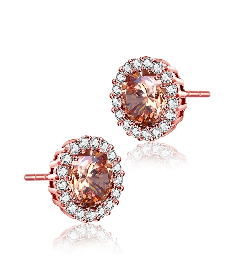 Genevive Sterling Silver with Colored Cubic Zirconia Stud Earrings