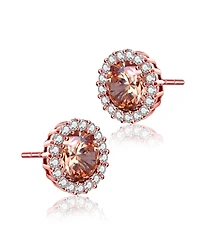 Genevive Sterling Silver with Colored Cubic Zirconia Stud Earrings