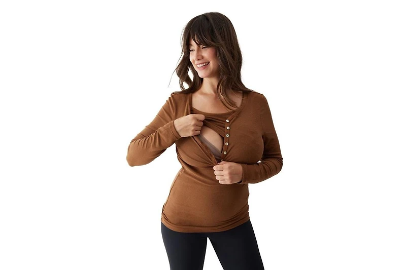 Women's Maternity Long Sleeve Rib Henley