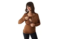 Women's Maternity Long Sleeve Rib Henley