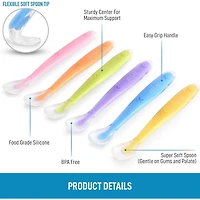 Zulay Kitchen 6 Pack Silicone Baby Spoon - First Stage Baby Feeding Spoon