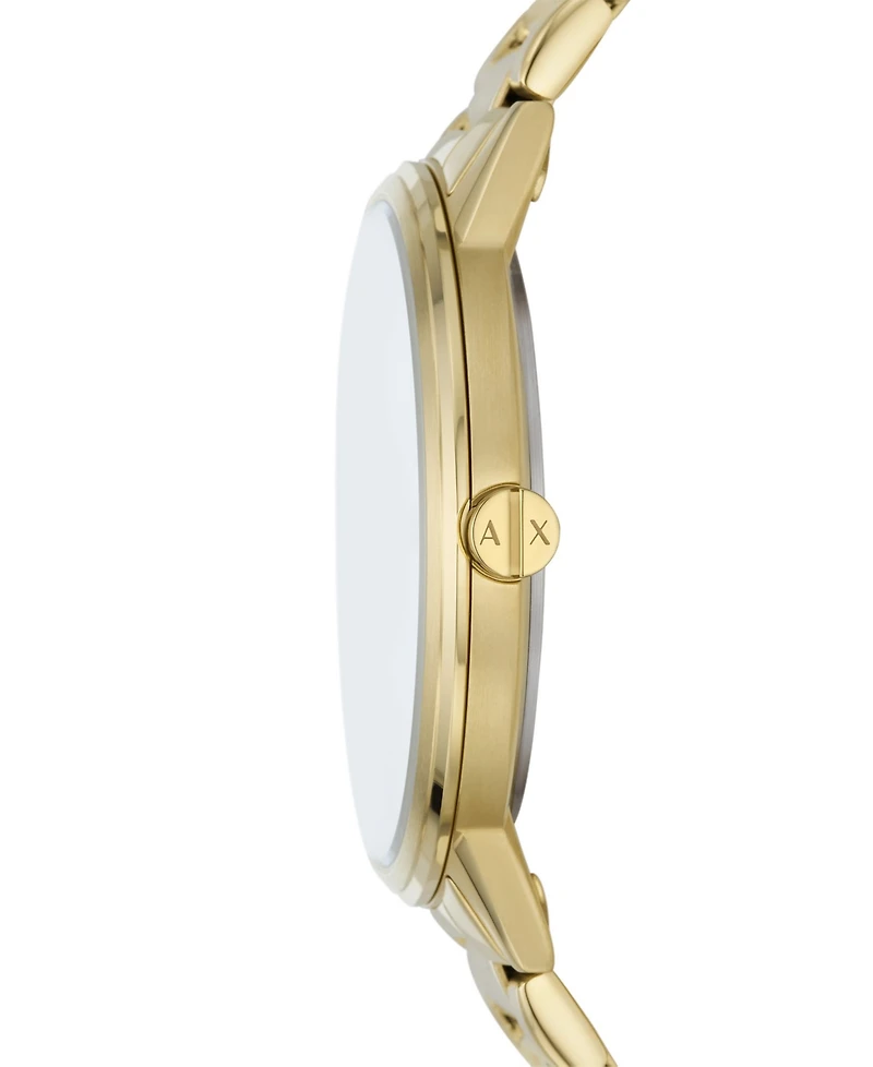 A|X Armani Exchange Men's Three-Hand Gold-Tone Stainless Steel Bracelet Watch and Bracelet Gift Set, 42mm