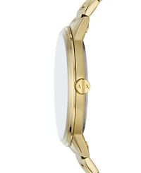A|X Armani Exchange Men's Three-Hand Gold-Tone Stainless Steel Bracelet Watch and Bracelet Gift Set, 42mm