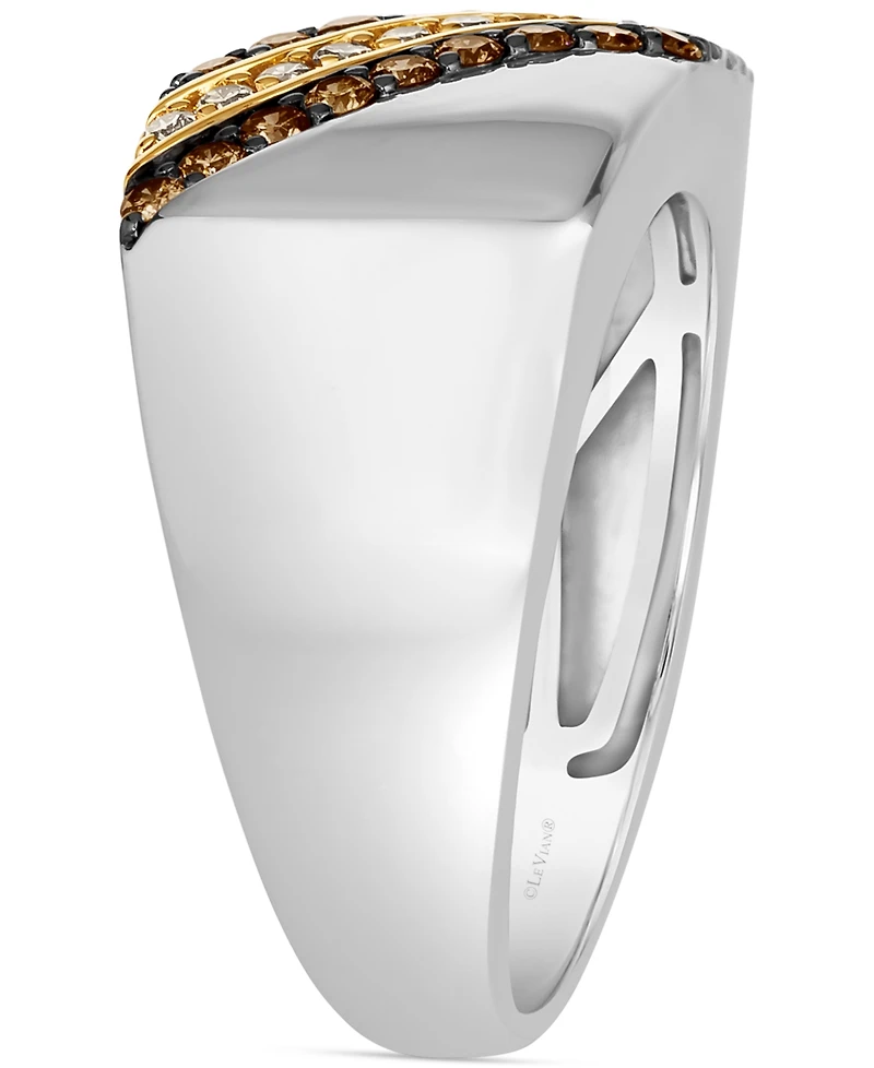 Le Vian Men's Chocolate Diamond (3/8 ct. t.w.) & Nude Diamond (1/5 ct. t.w.) Diagonal Ring in Sterling Silver & 14k Gold-Plate