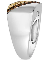 Le Vian Men's Chocolate Diamond (3/8 ct. t.w.) & Nude Diamond (1/5 ct. t.w.) Diagonal Ring in Sterling Silver & 14k Gold-Plate