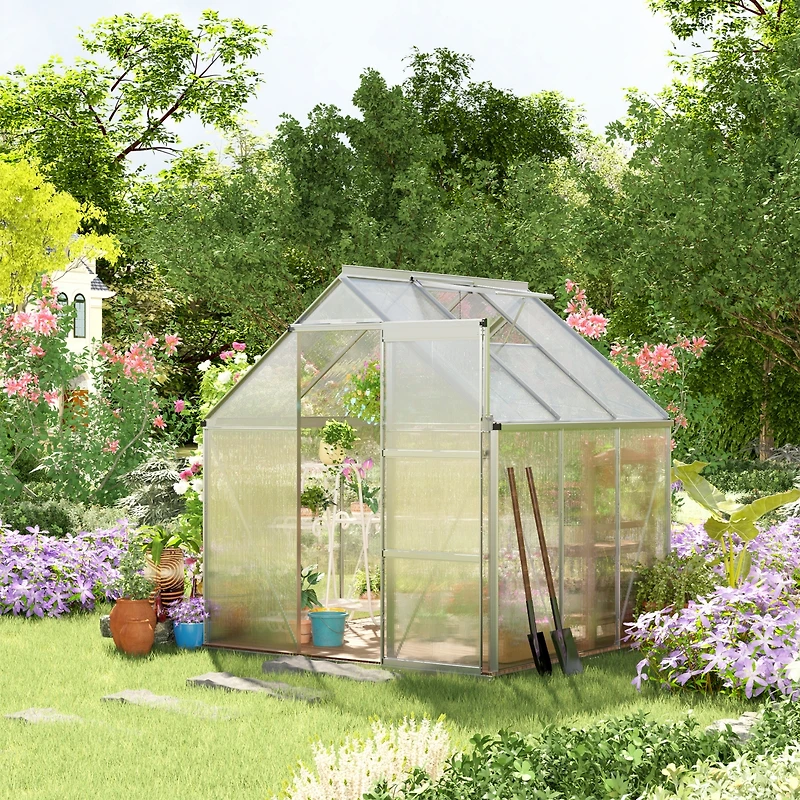 Outsunny 6' x 6' Outdoor Walk-in house Kit, Polycarbonate,