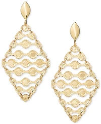 Textured Openwork Geometric Drop Earrings in 10k Gold