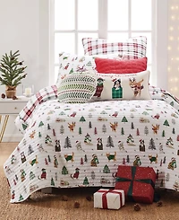 Levtex Meowy Christmas Reversible 3-Pc. Quilt Set