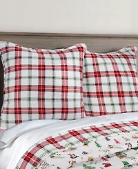 Levtex Meowy Christmas Plaid 2-Pc. Sham Set, European