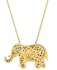 Le Vian Blueberry Sapphire (1-5/8 ct. t.w.) & Passion Ruby Accent Elephant Pendant Necklace in 14k Gold, 18" + 2" extender