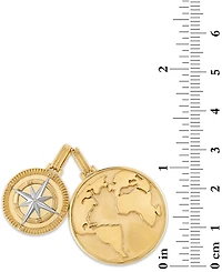 Esquire Men's Jewelry 2-Pc. Set Globe & Compass Amulet Pendants in 14k Gold-Plated Sterling Silver, Created for Macy's