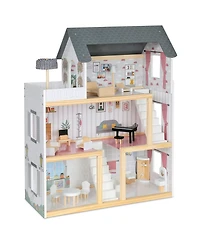Lil' Jumbl Lil Jumbl Kids 3-Floor, 17-Piece Wooden Dollhouse with 2 Staircases