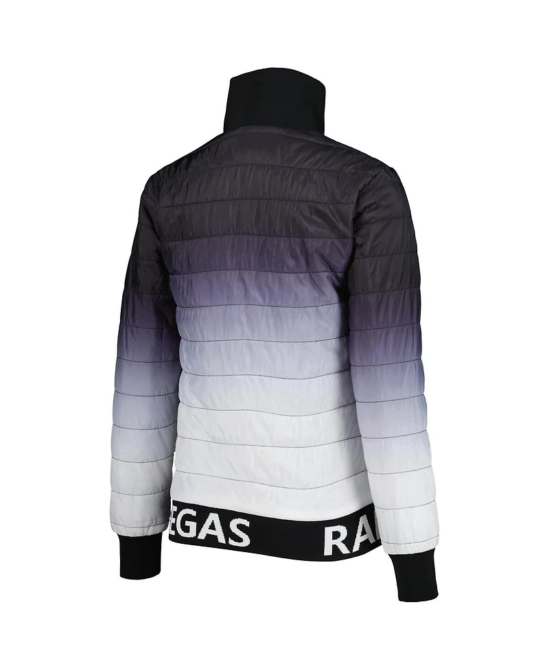 Women's The Wild Collective Black, Silver Las Vegas Raiders Color Block Full-Zip Puffer Jacket