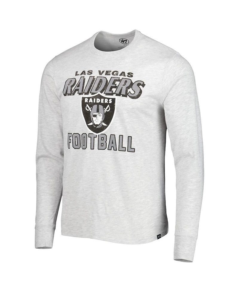 Men's '47 Brand Heathered Gray Las Vegas Raiders Dozer Franklin Long Sleeve T-shirt
